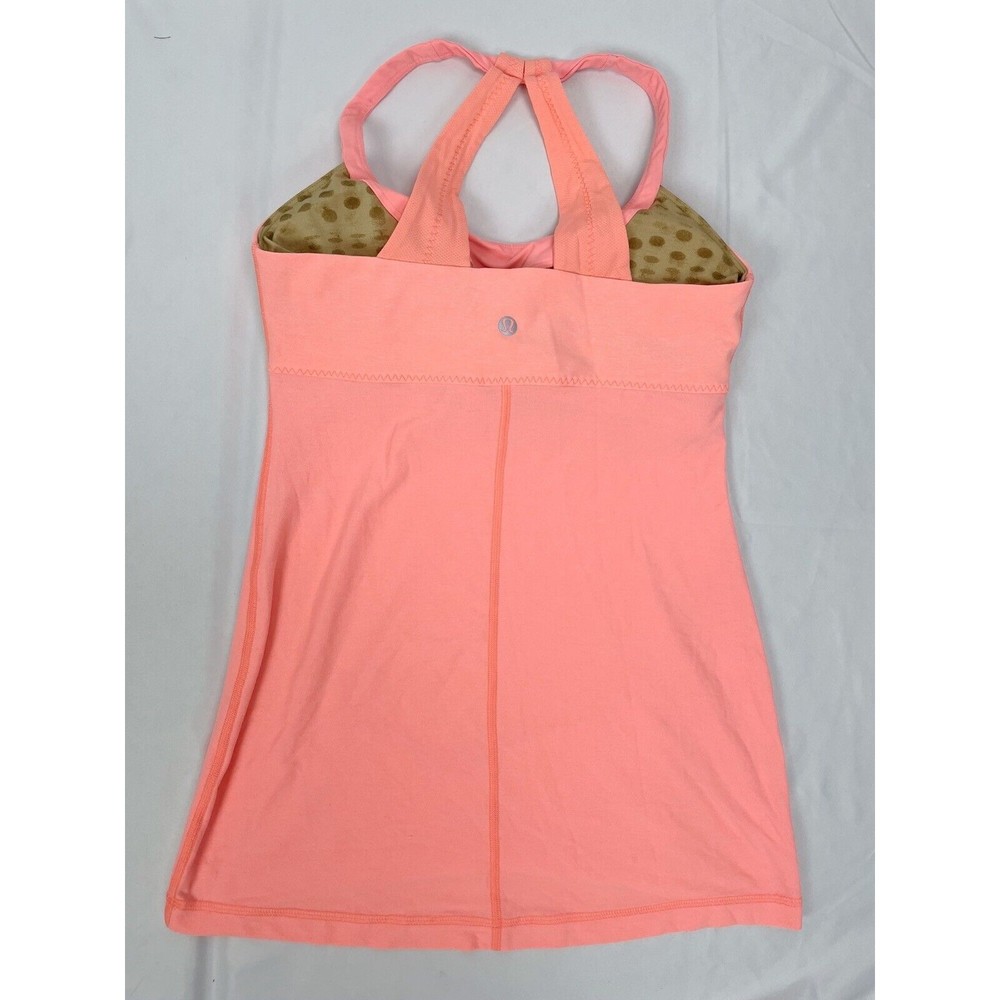 Lululemon Women Size 6 Athletic Top Padded‎ Shelf Bra Racerback Orange - Picture 3 of 7